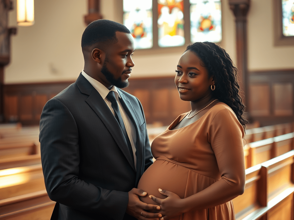 This image shows a married couple who been waiting and finally blessed to get pregnant. This is a image of hope.